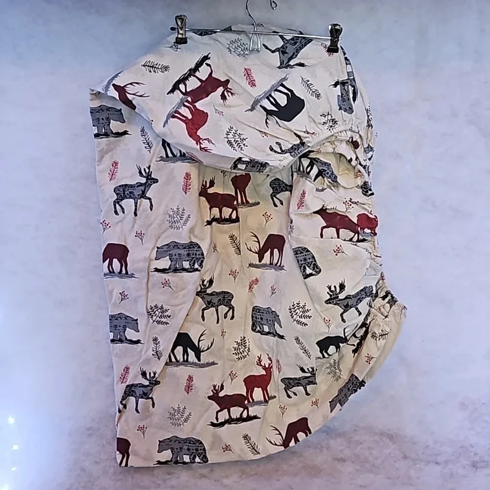 Point Haven Super Soft Flannel Twin Sheet Set Northwoods Bear Moose Deer Pattern